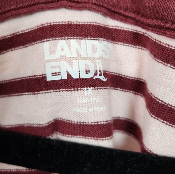 Lands End Women's Long Sleeve Heavyweight Jersey Lace Front Top Red Pink size 1X - Picture 5 of 9